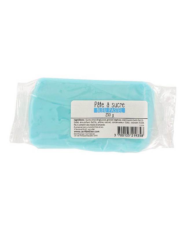 Pâte à sucre bleu pastel 250gr